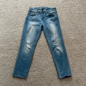 Light wash mid rise boyfriend jeans! Size 2 and gently used